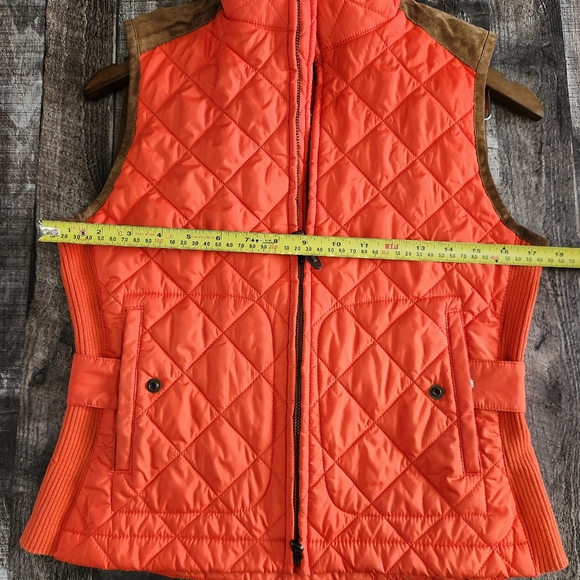 Ralph Lauren Sport Orange Quilted Suede Zip Front Vest Women's Medium - Picture 13 of 14